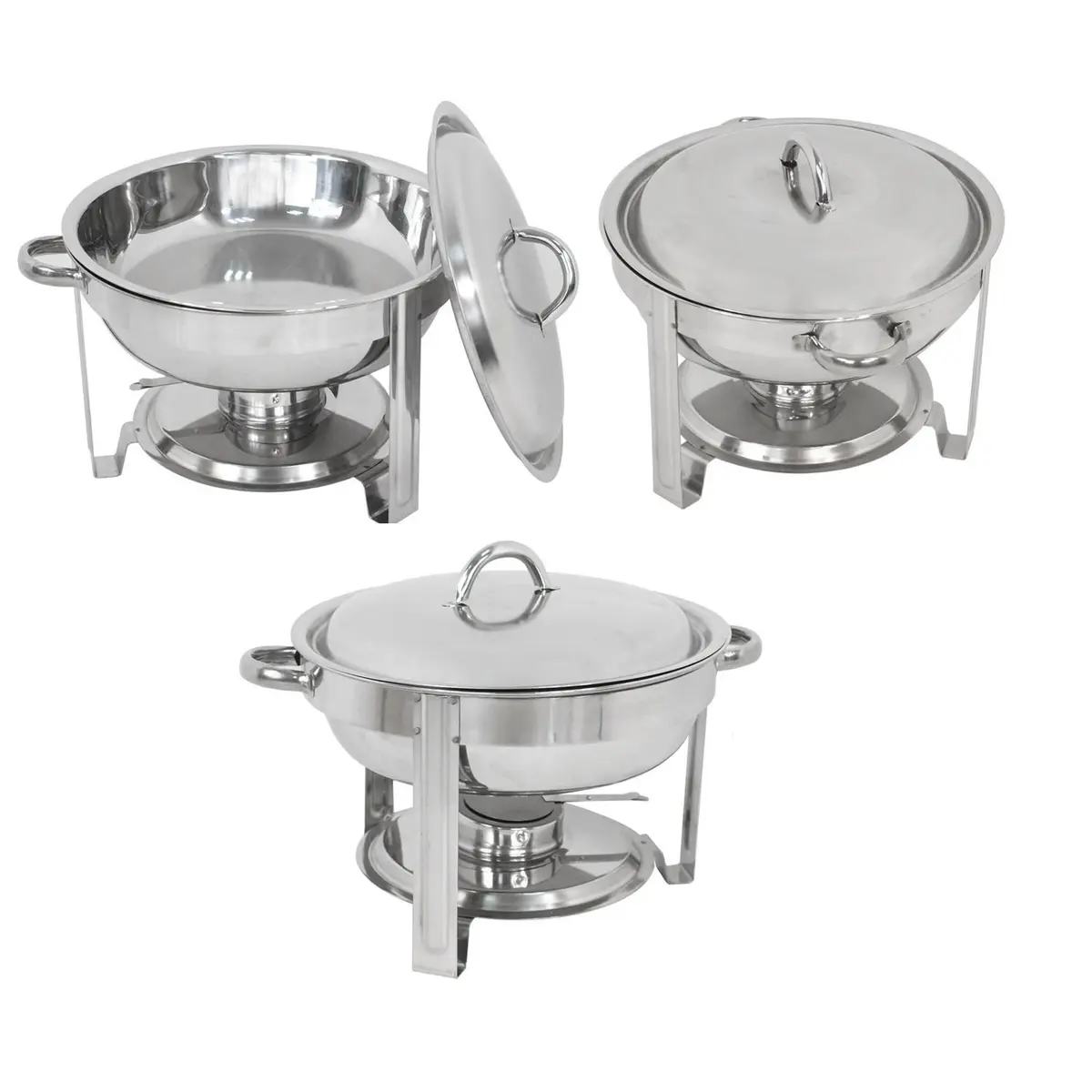 SUPER DEAL 5 Qt Stainless Steel Chafing Dish Set of 3 | Buffet Catering Warmer with Water Pan & Fuel Holder - view 5