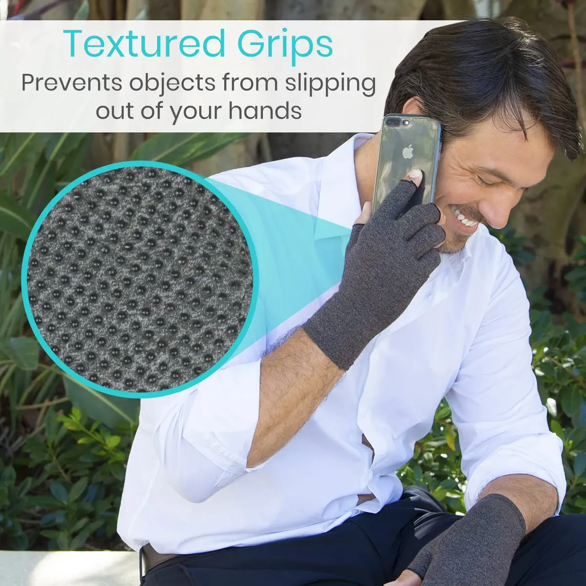 Vive Fingerless Compression Gloves for Arthritis - Textured Grip Men, Women | Support & Mobility - view 6
