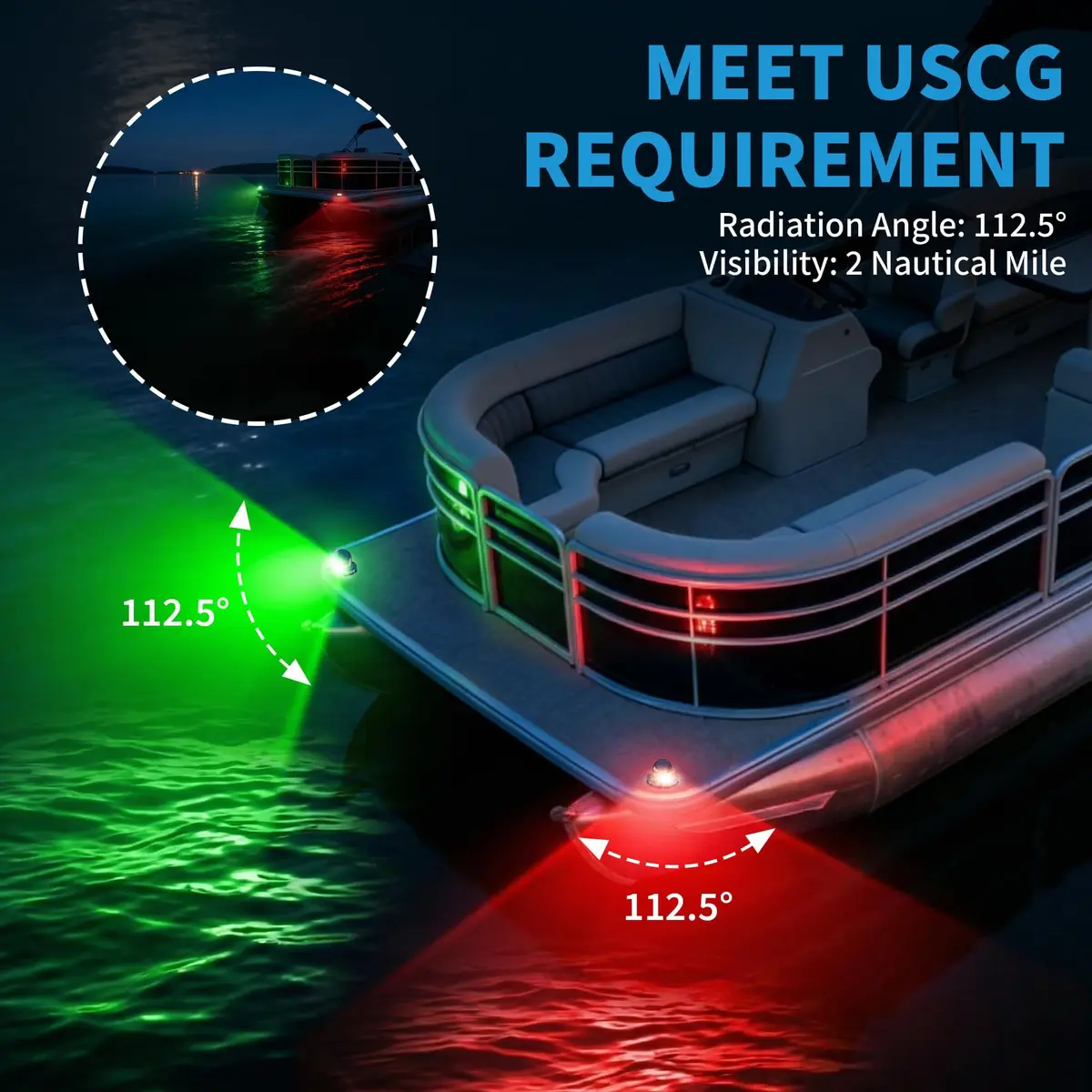 Obcursco LED Red and Green Boat Navigation Lights for Boats up to 40ft | IP67 Waterproof, 12V DC - view 3