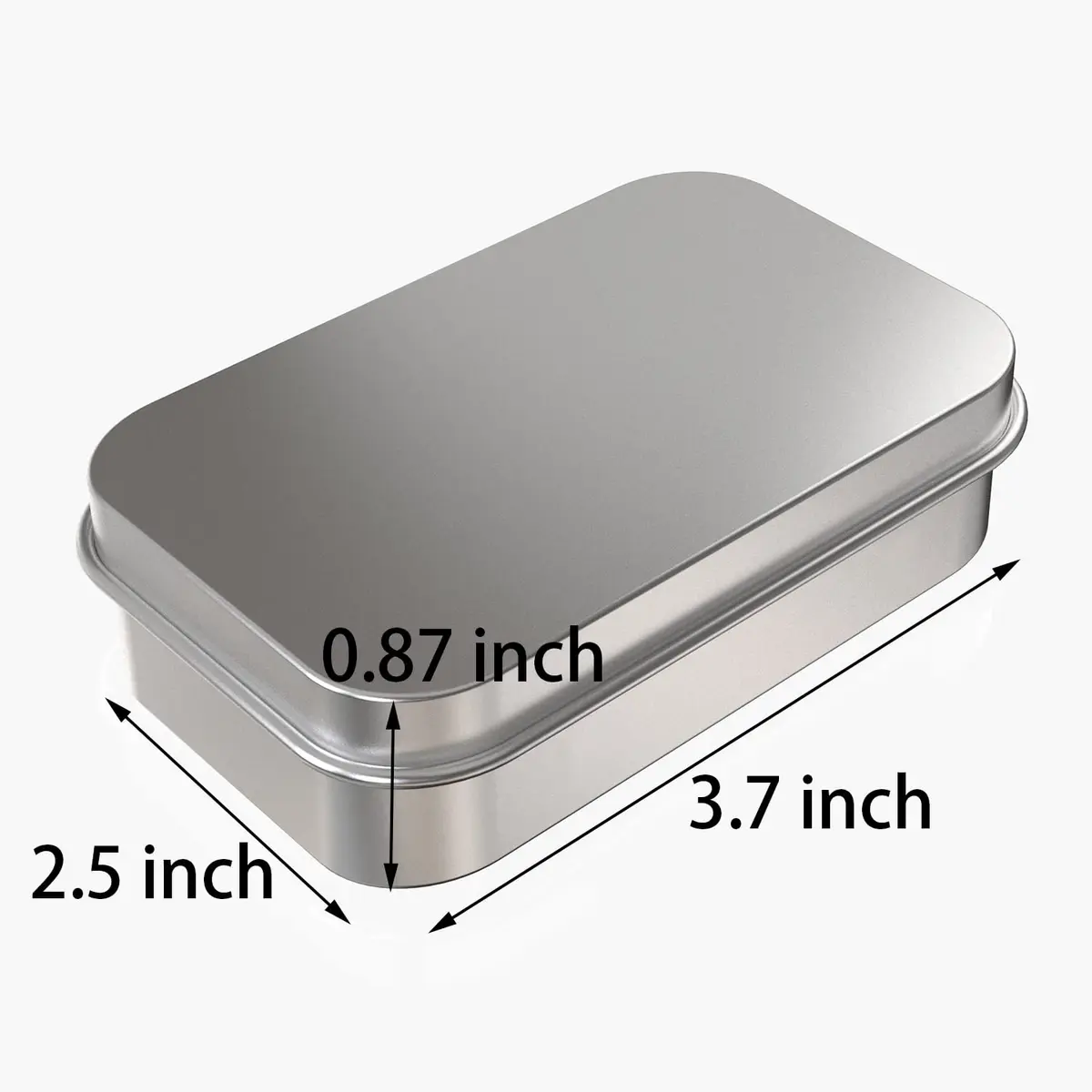 Hulless Silver 2Pcs Small Hinged Tin Box Metal Tins Storage Containers | 9.4cm x 5.8cm x 2cm (2-Pack) - view 3