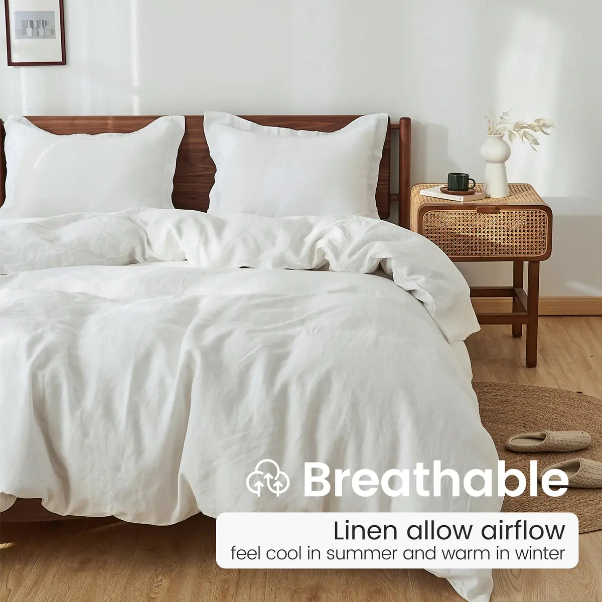 King Linens 100% Linen Pillow Shams 20'' x 36'' | Breathable & Soft, Pack of 2 - view 3