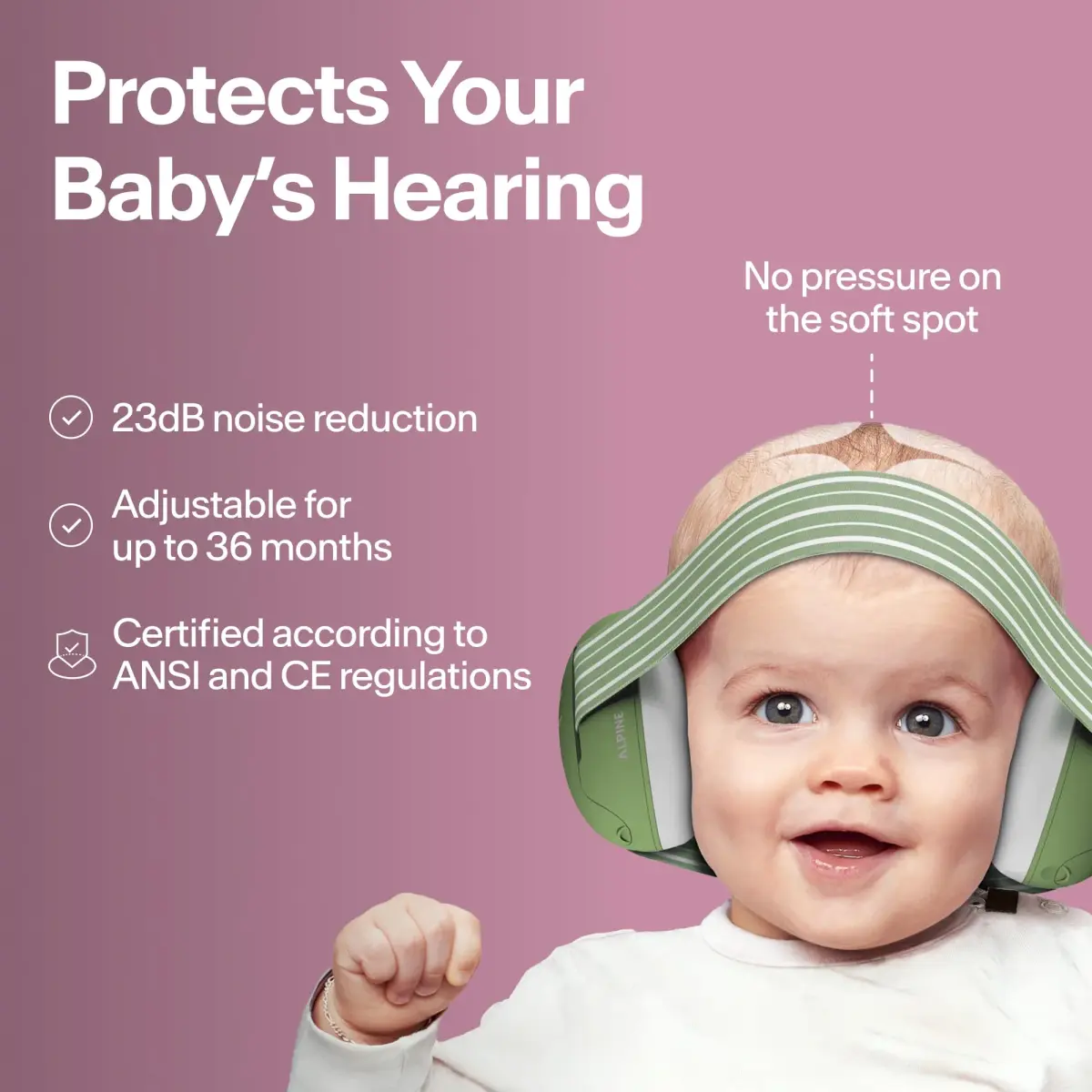 Alpine Muffy Baby Ear Protection Earmuffs for Babies & Toddlers up to 36 Months | Noise Reduction 23 dB SNR - view 2