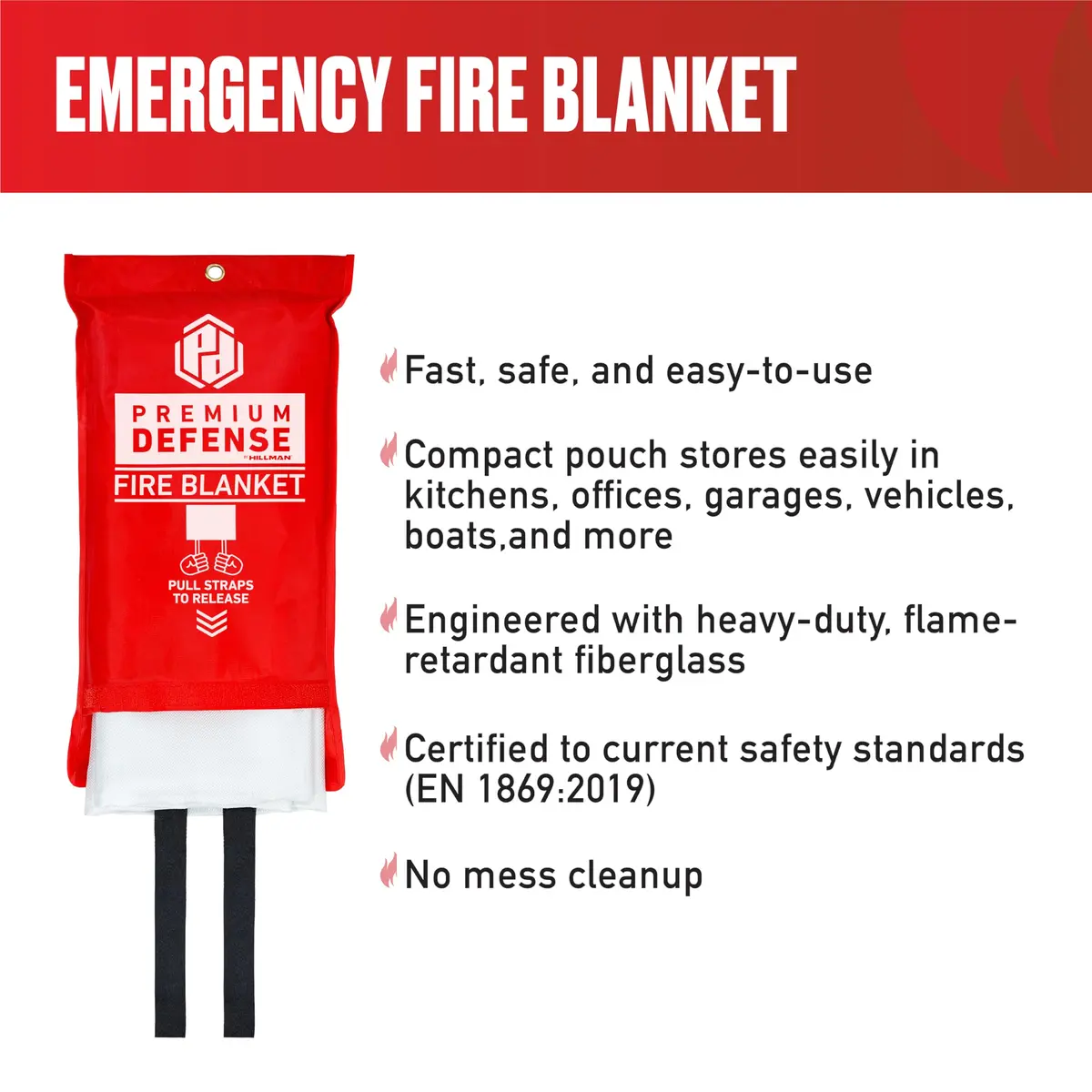 Premium Defense Fire Blanket 40” x 40” | 2 Pack, White, Fire-Resistant Fiberglass - view 2