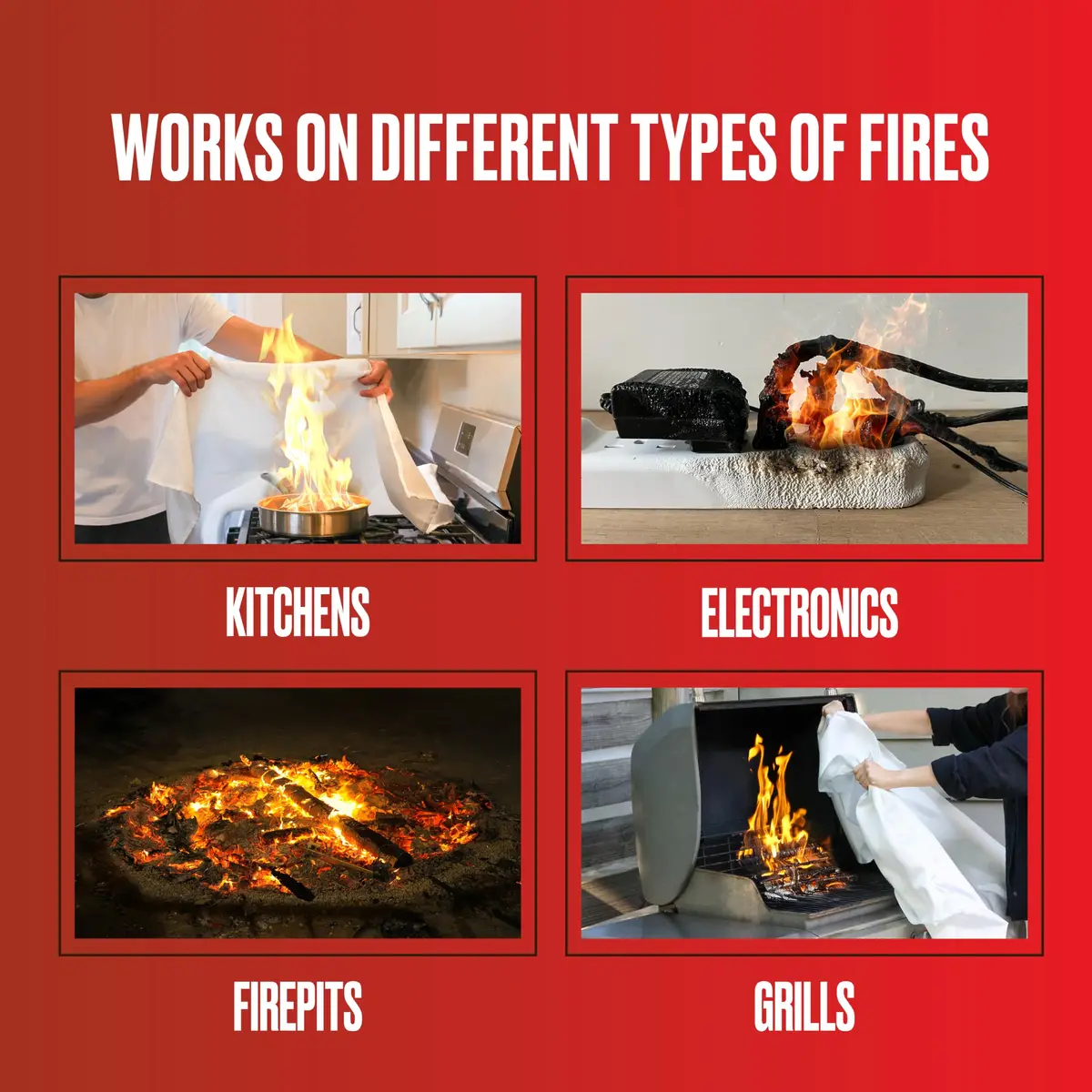 Premium Defense Fire Blanket 40” x 40” | 2 Pack, White, Fire-Resistant Fiberglass - view 3