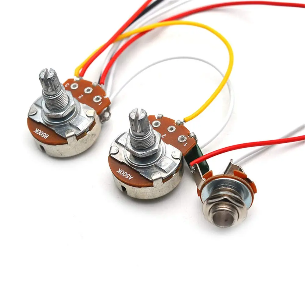 SAPHUE Guitar Wiring Harness Set Prewired 500K Big Pots 5 Way Switch with Black Knobs for Electric Guitar - view 3