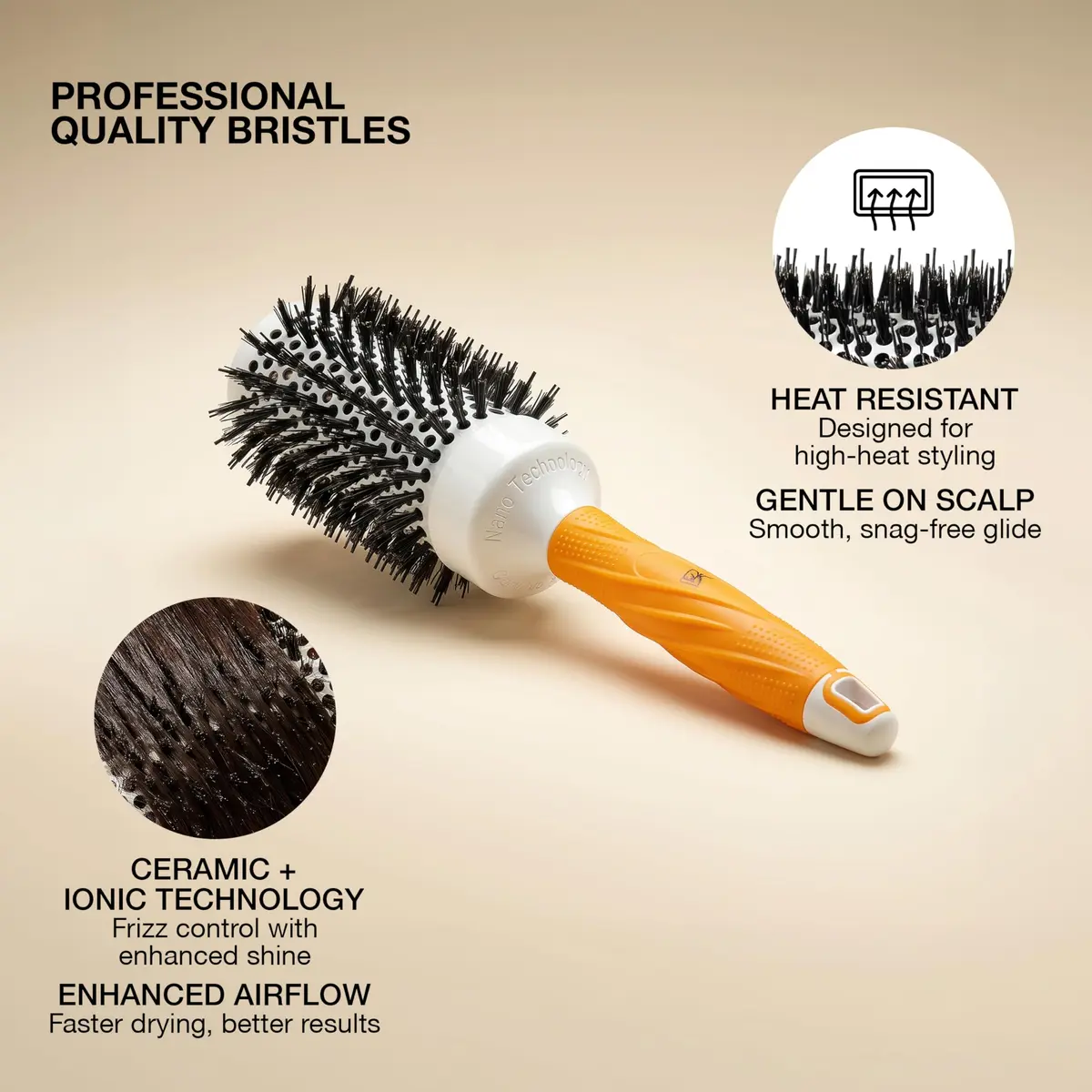 GK HAIR Global Keratin Large Thermal Round Brush 53mm | Anti-Static Frizz Control for Styling - view 3