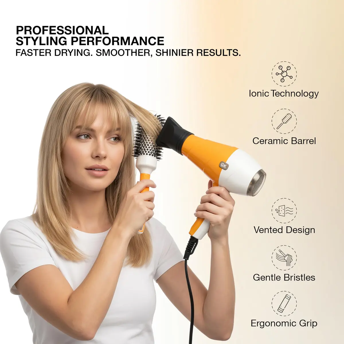 GK HAIR Global Keratin Large Thermal Round Brush 53mm | Anti-Static Frizz Control for Styling - view 4