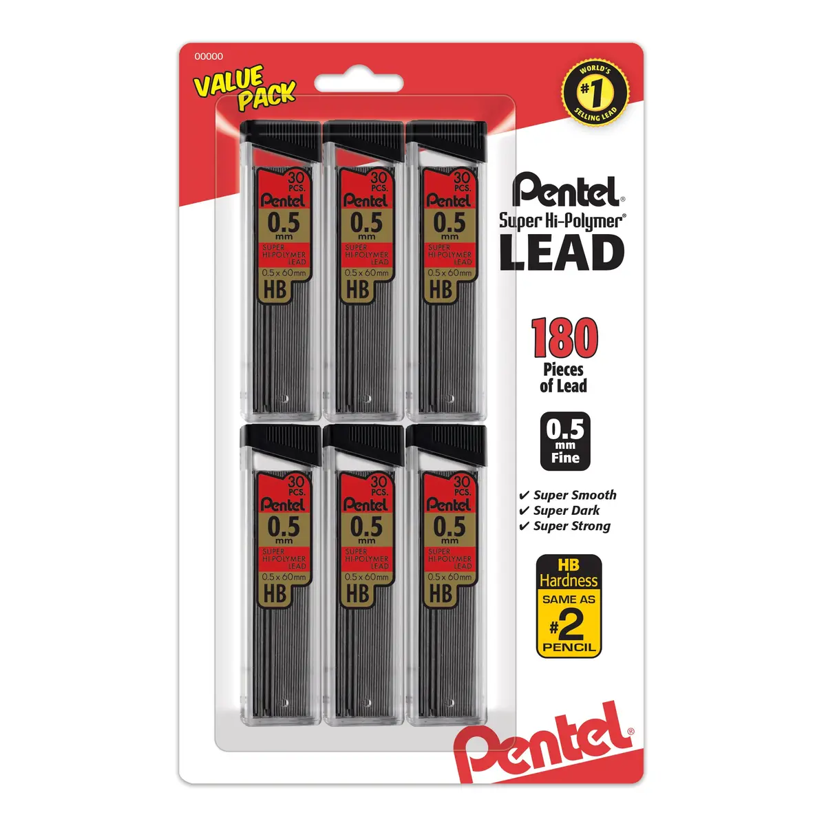 Pentel Super Hi-Polymer Refills 0.5mm HB | Industry Standard Lead Refill for Mechanical Pencils - main product image