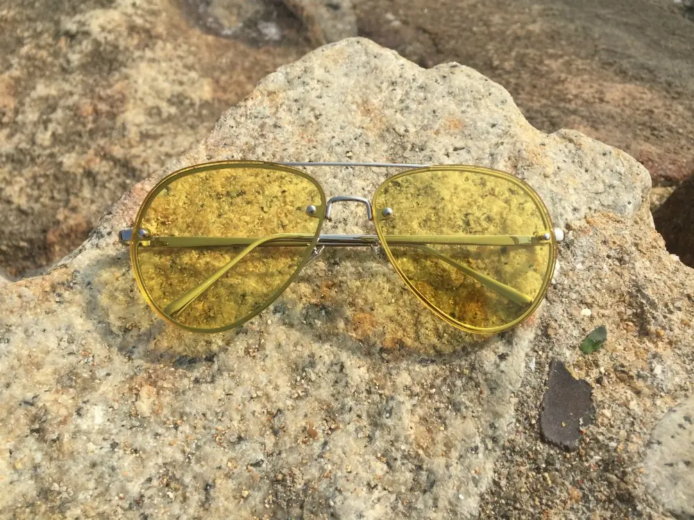 Freckles Mark Classic Oversized Aviator Sunglasses Gold Yellow 62mm | UV400 Protection - view 2