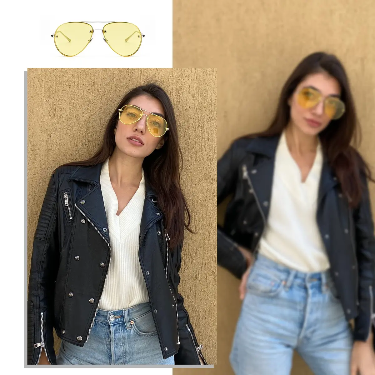 Freckles Mark Classic Oversized Aviator Sunglasses Gold Yellow 62mm | UV400 Protection - view 3