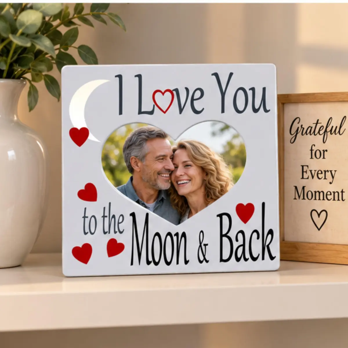 BANBERRY DESIGNS I Love You to the Moon and Back Photo Frame | Heart Shaped Romantic Gift for Her, 8x8 - view 6