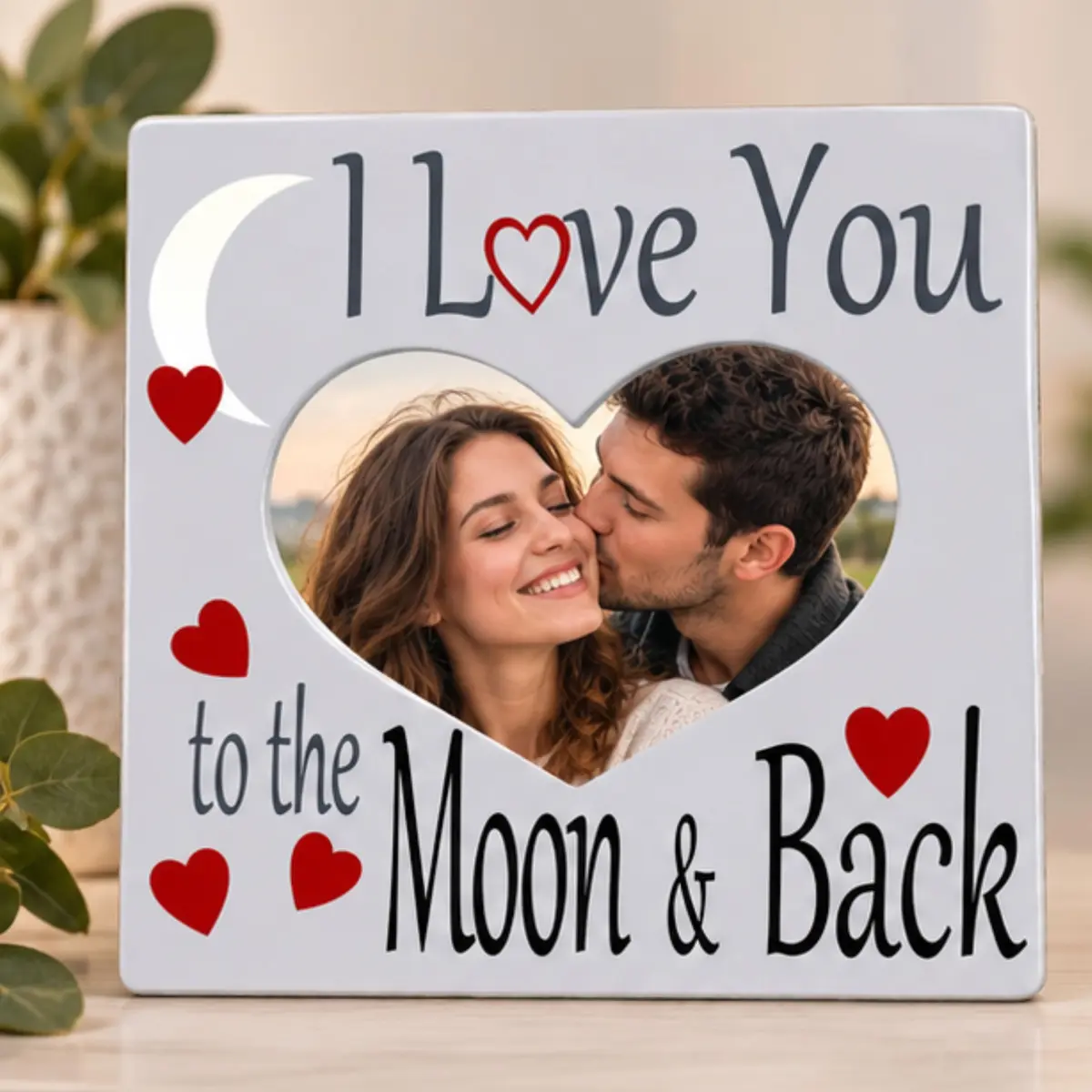BANBERRY DESIGNS I Love You to the Moon and Back Photo Frame | Heart Shaped Romantic Gift for Her, 8x8 - view 4