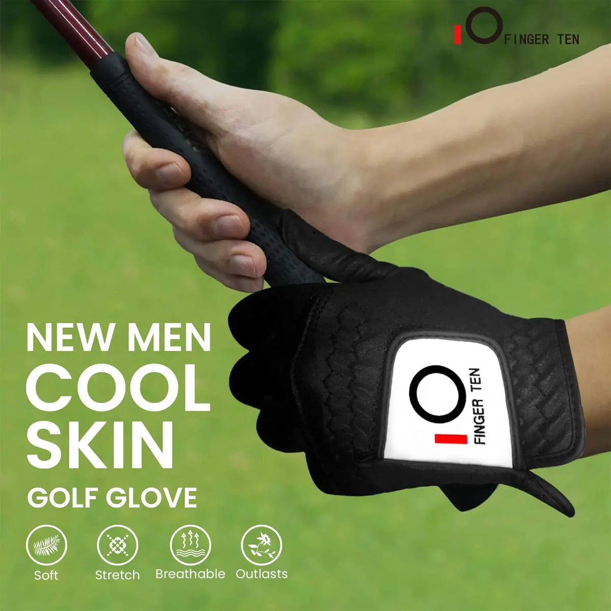 FINGER TEN All Weather Grip Golf Gloves Men 3 Pack (Black, Medium, Left) | Wet & Dry Performance - view 7