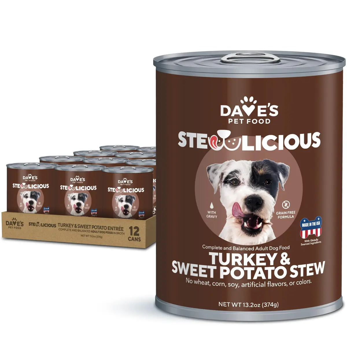 Dave's Pet Food Wet Dog Food, Turkey & Sweet Potato Stew, 13.2 oz | Grain-Free, USA Made, All Natural - main product image