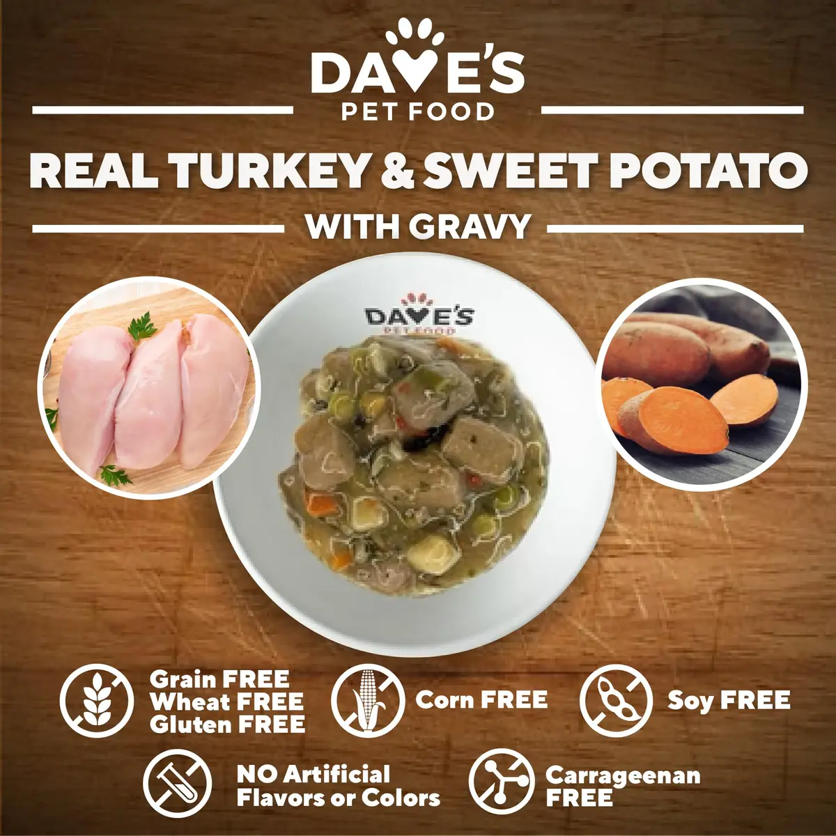 Dave's Pet Food Wet Dog Food, Turkey & Sweet Potato Stew, 13.2 oz | Grain-Free, USA Made, All Natural - view 3