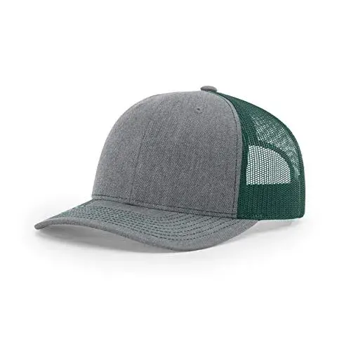 Richardson Unisex 112 Trucker Baseball Cap - Heather Grey/Dark Green, One Size - main product image