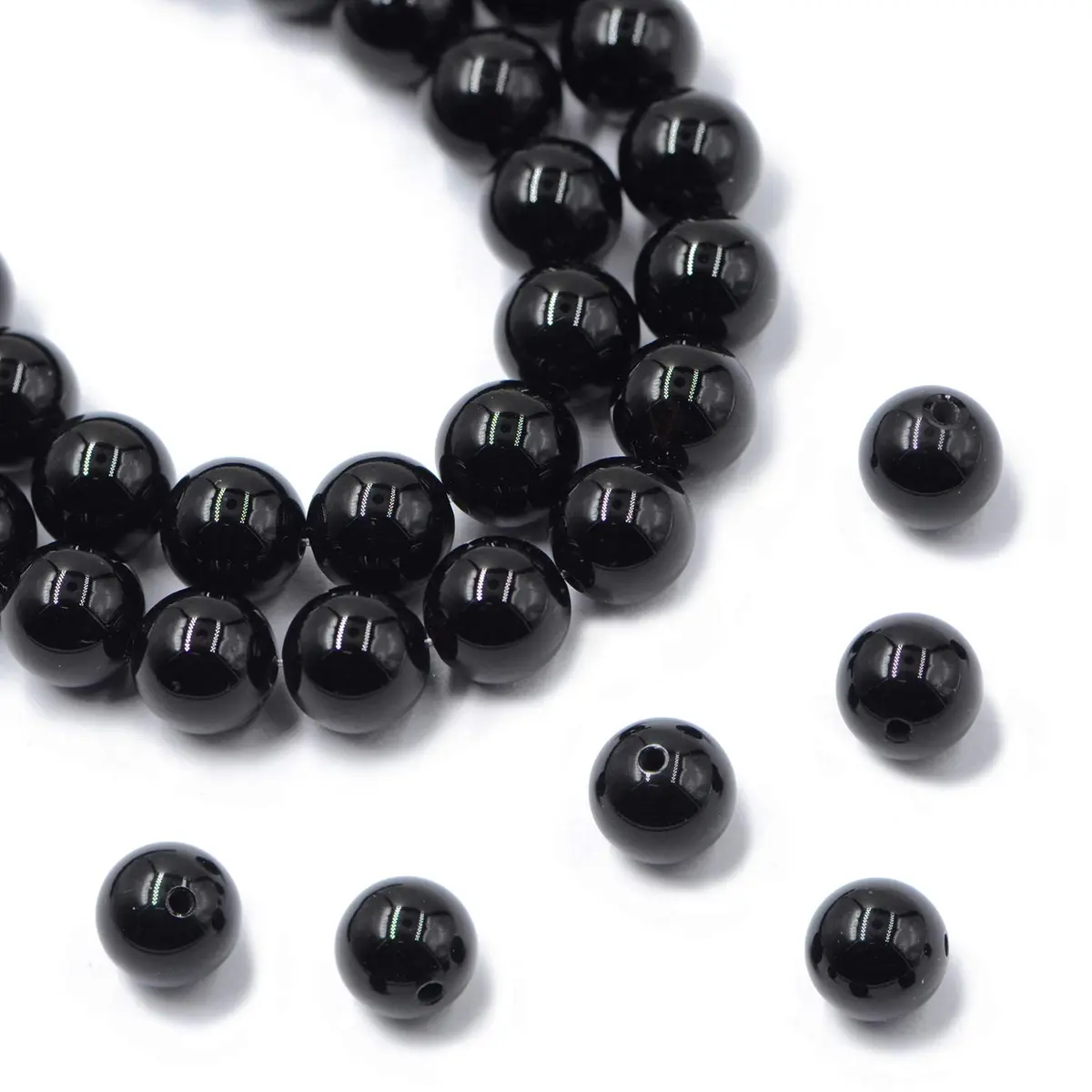 AD Beads Natural Gemstone Beads 4mm | Black Onyx Round Jewelry Craft Beads - main product image