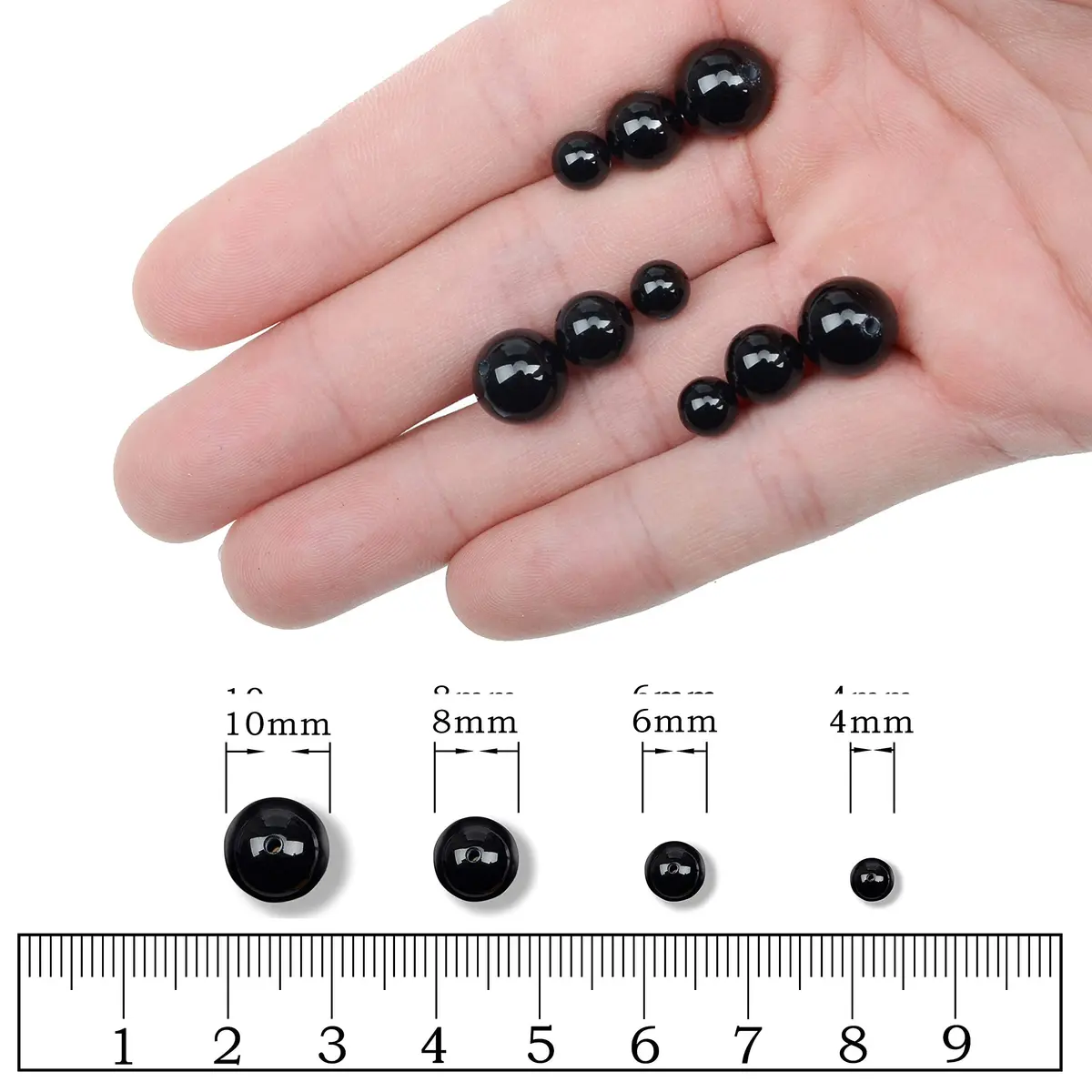 AD Beads Natural Gemstone Beads 4mm | Black Onyx Round Jewelry Craft Beads - view 5