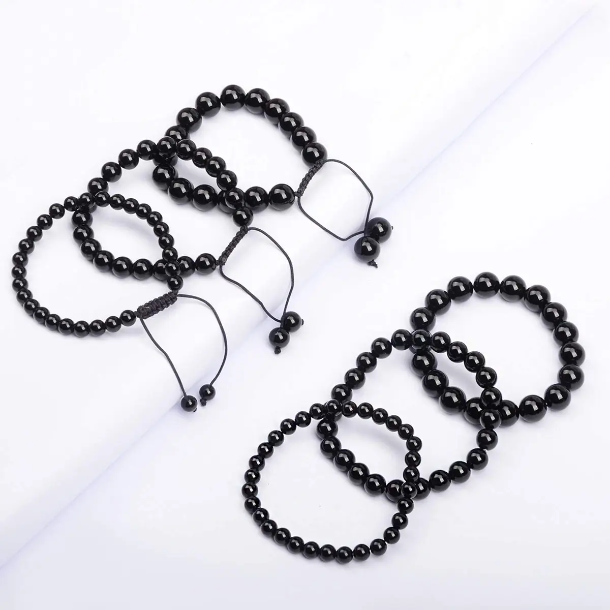 AD Beads Natural Gemstone Beads 4mm | Black Onyx Round Jewelry Craft Beads - view 6