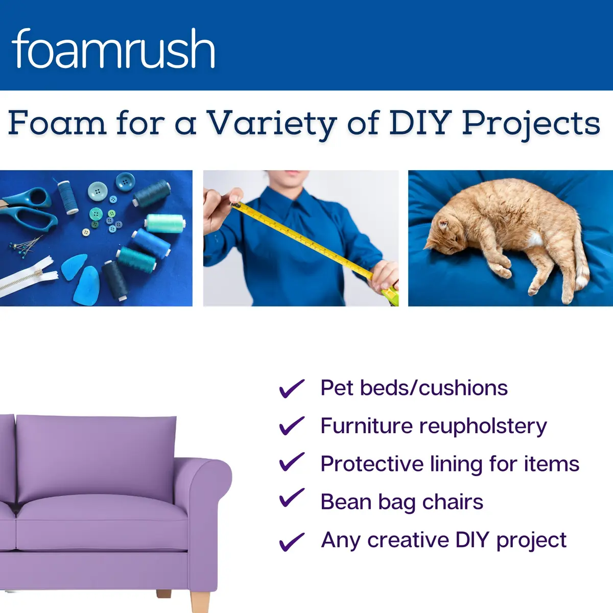 FoamRush 3" x 25" x 25" Upholstery Foam High Density Firm Support | Durable Cushion for Seating - view 6