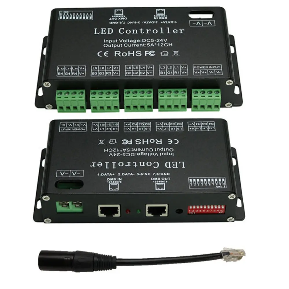 AMKI DMX 512 LED Decoder Controller for RGB Tape Strip Light Dimmer Driver (12 Channel) - main product image