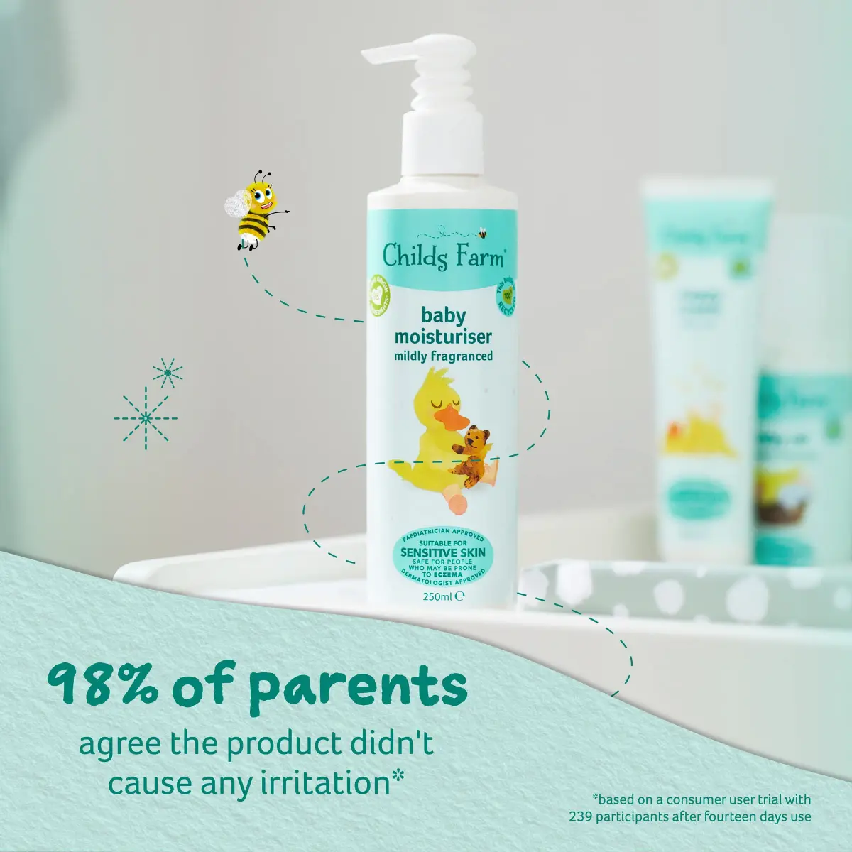 Childs Farm Baby Moisturiser Cherry Scent 250ml (8.5 Fl Oz) | Hypoallergenic for Sensitive Skin - view 3