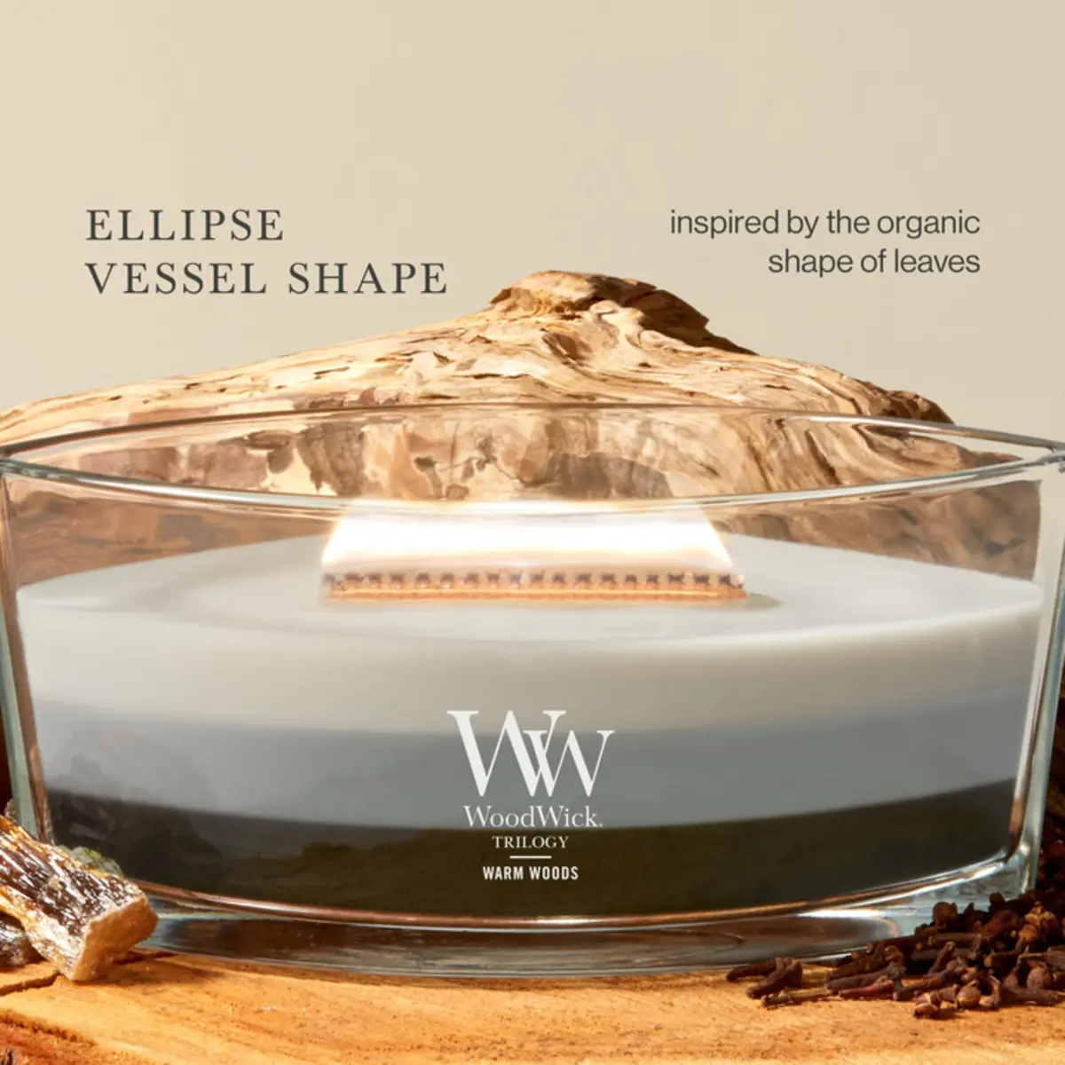 WoodWick Warm Woods Trilogy Tri-Scented Candle, Crackling Wick, 16oz | Multi-Scents with Crackle & Large Wax Pool - view 4
