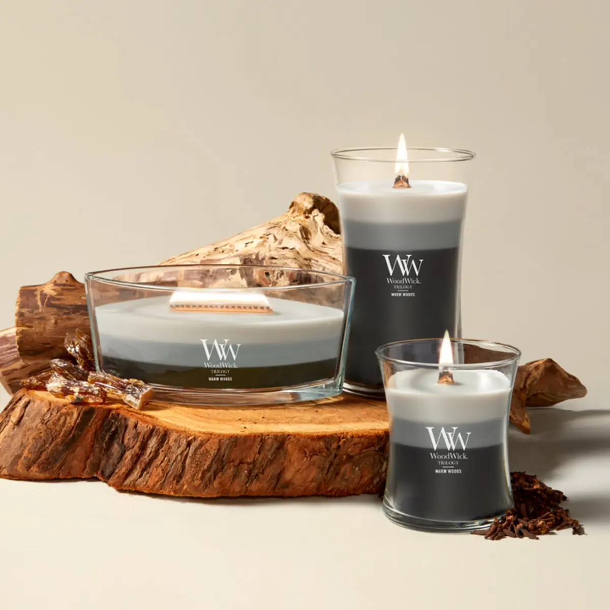 WoodWick Warm Woods Trilogy Tri-Scented Candle, Crackling Wick, 16oz | Multi-Scents with Crackle & Large Wax Pool - view 8