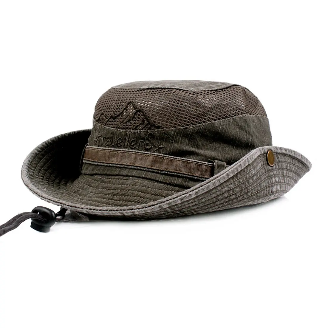 KeepSa Cotton Sun Hat Men Wide Brim Bucket Safari Army Green | Breathable, Foldable & UV Sun Protection - main product image