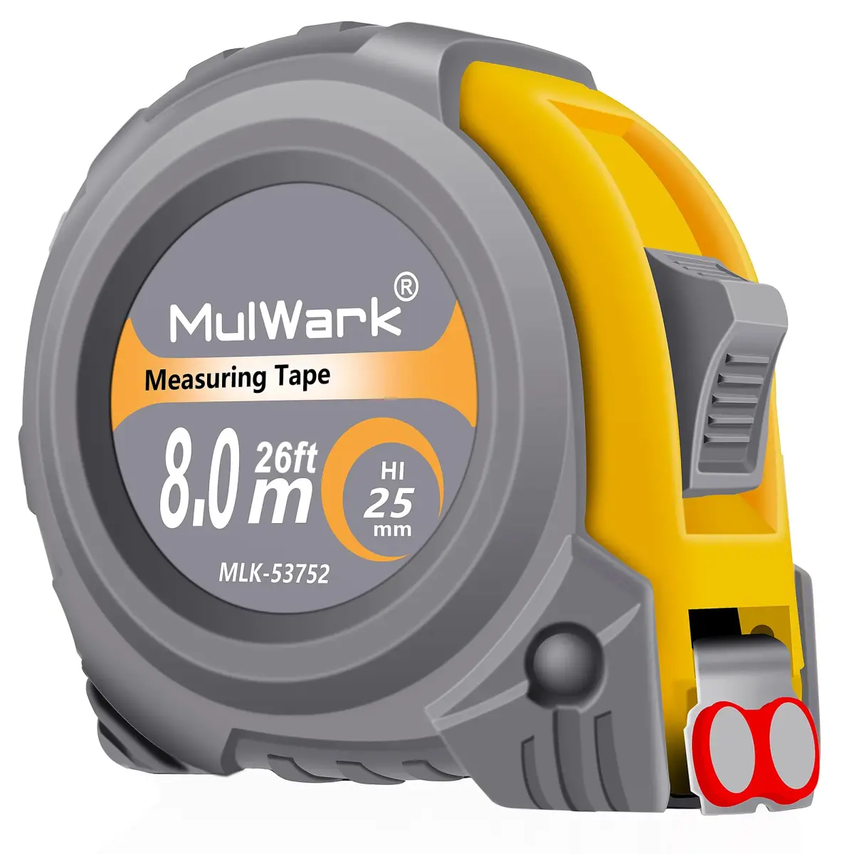 MULWARK 7.9m (26ft) Retractable Tape Measure with Magnetic Hook & Shockproof Case | Dual Scale for Construction & Woodworking - main product image