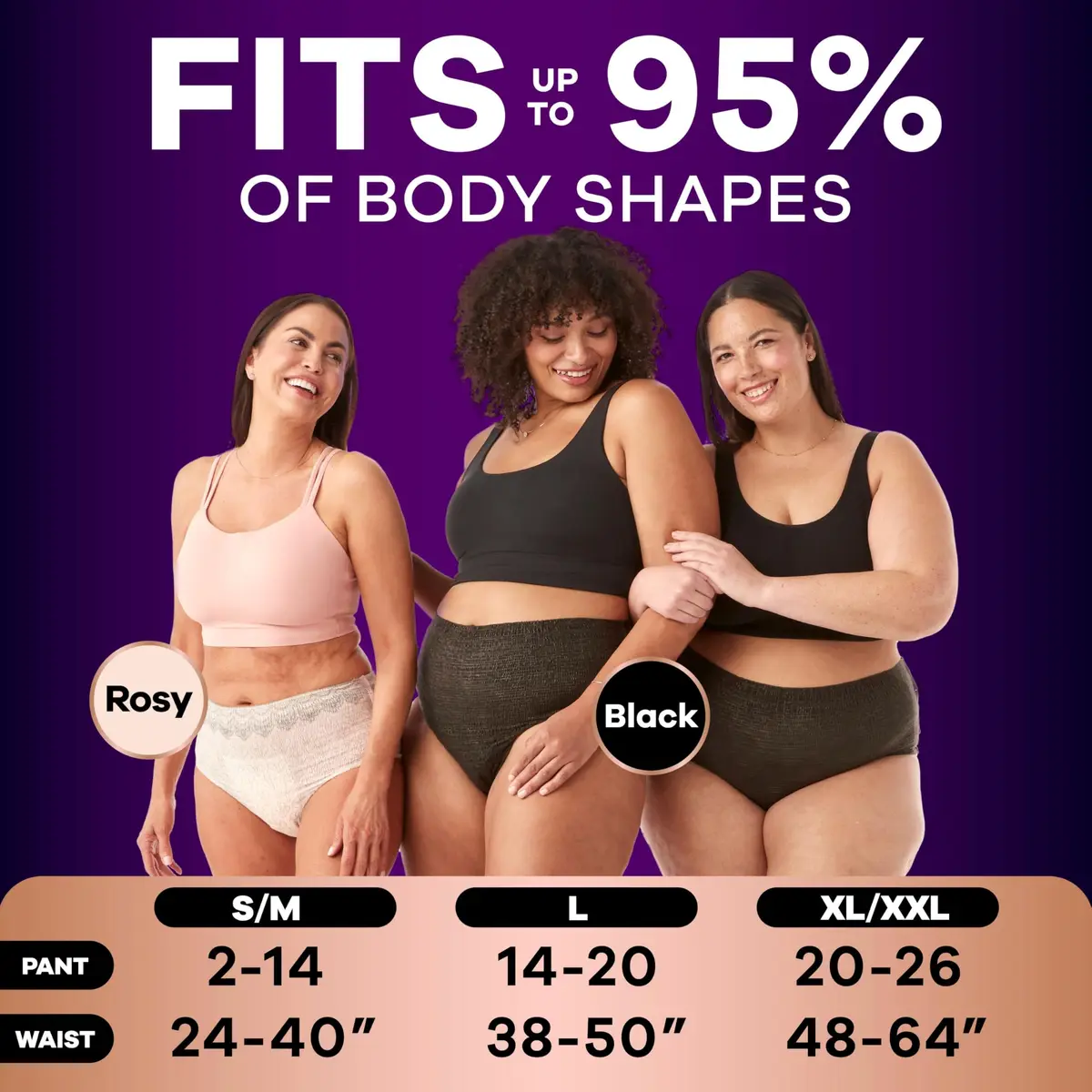 Always Discreet Boutique Incontinence & Postpartum Underwear Large Rosy | Soft, Thin, Leak-Proof Fit - view 3