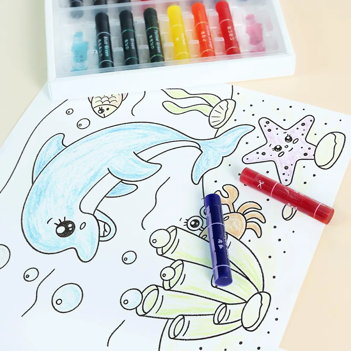 KOKUYO Transparent Oil Gel Crayons 10 Colors | Non-Toxic, Assorted Colors - view 7