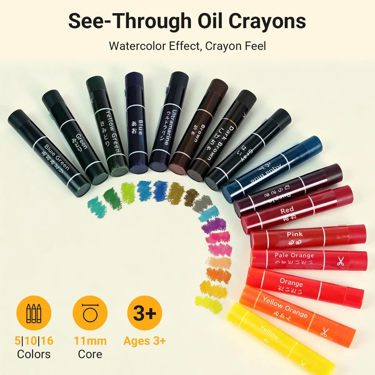 KOKUYO Transparent Oil Gel Crayons 10 Colors | Non-Toxic, Assorted Colors - view 2