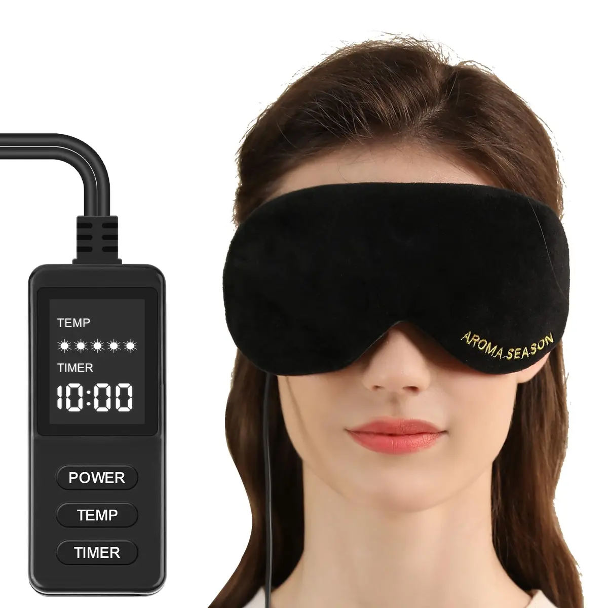 Aroma Season Heated Eye Mask | Warm Compress for Dry Eyes & Migraine Relief, Graphene Heating, Lavender Pack, Black - main product image