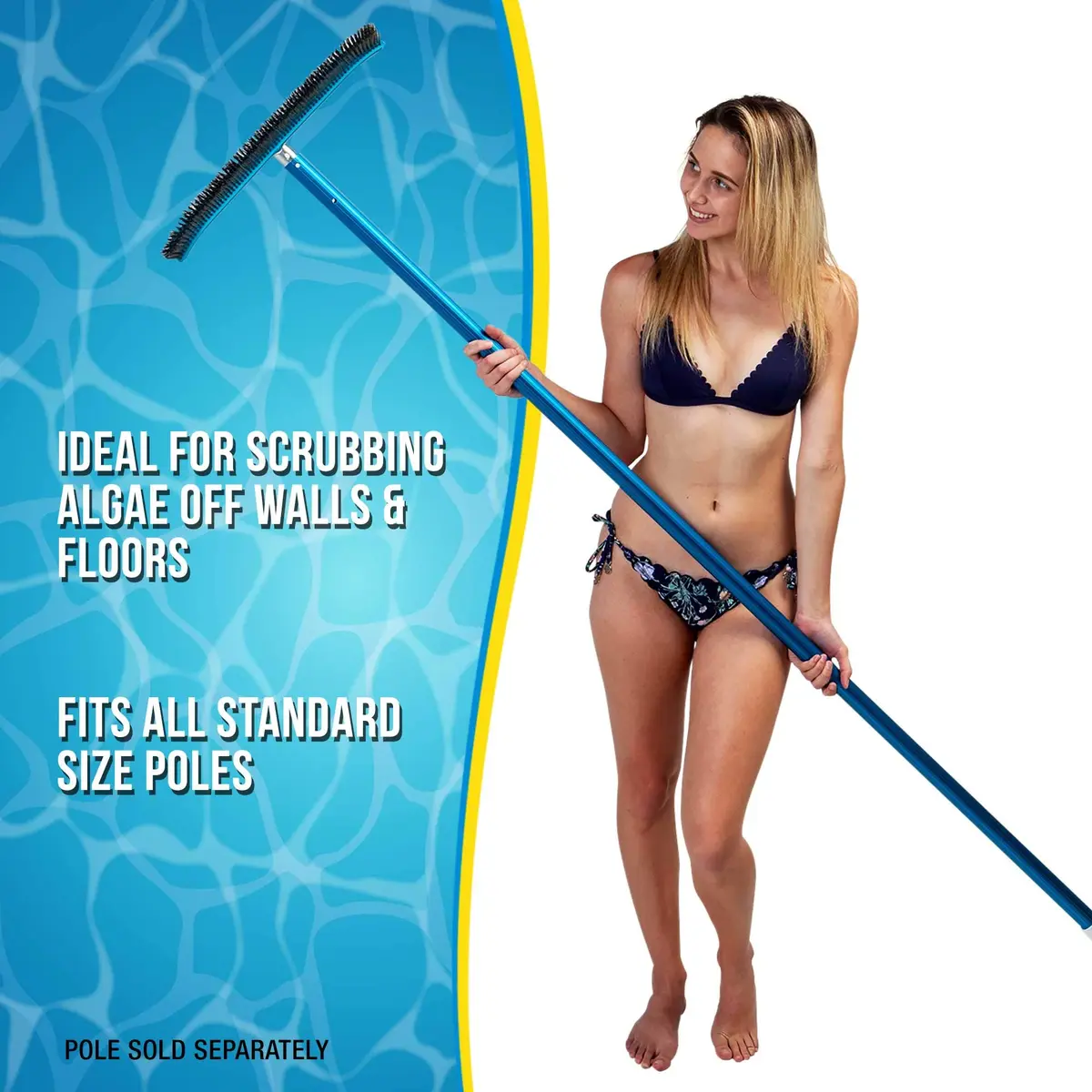 U.S. Pool Supply 18" Pool Brush Head for Inground Pools, Stainless Steel | Heavy-Duty Pool Cleaning Tool - view 3
