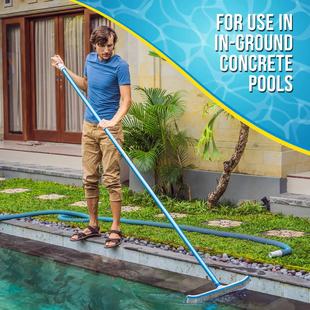 U.S. Pool Supply 18" Pool Brush Head for Inground Pools, Stainless Steel | Heavy-Duty Pool Cleaning Tool - view 4