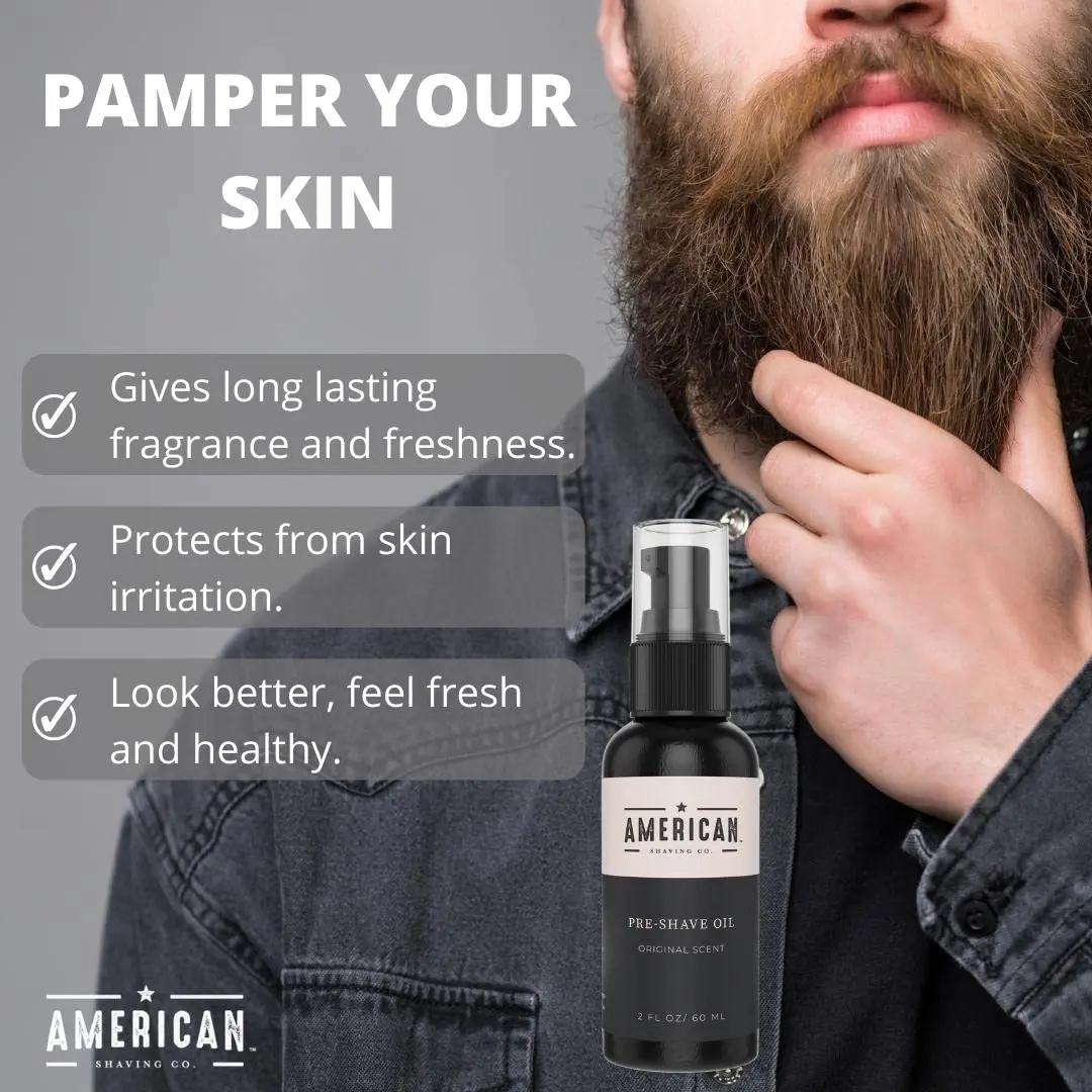 American Shaving Co. Pre-Shave Oil 2 Oz | Natural Blend for Men’s Skin, Protects Razor Burn, Effortless & Smooth Shave - view 5