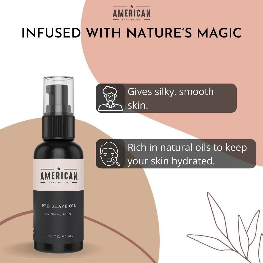 American Shaving Co. Pre-Shave Oil 2 Oz | Natural Blend for Men’s Skin, Protects Razor Burn, Effortless & Smooth Shave - view 8