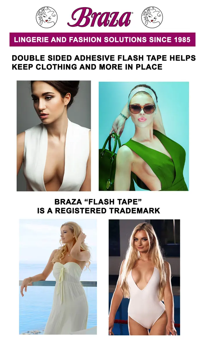 Braza Flash Tape - Double Sided Clear Adhesive Clothing, Fabric and Body Tape - 60 ft | Discreet, Water-Resistant Fix for Wardrobe Malfunctions - view 4