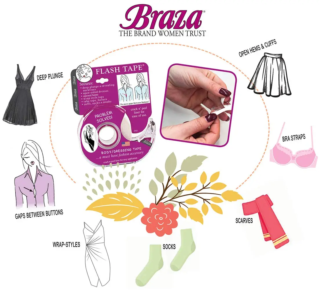 Braza Flash Tape - Double Sided Clear Adhesive Clothing, Fabric and Body Tape - 60 ft | Discreet, Water-Resistant Fix for Wardrobe Malfunctions - view 3