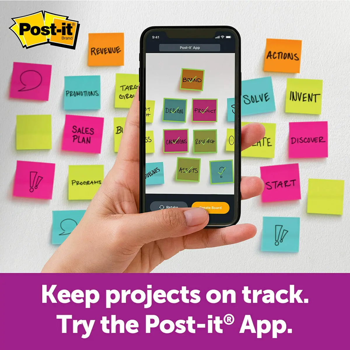 Post-it Super Sticky Big Notes 11 x 11 in. (28 x 28 cm) Yellow | Vision Board & Brainstorming Tool - view 6