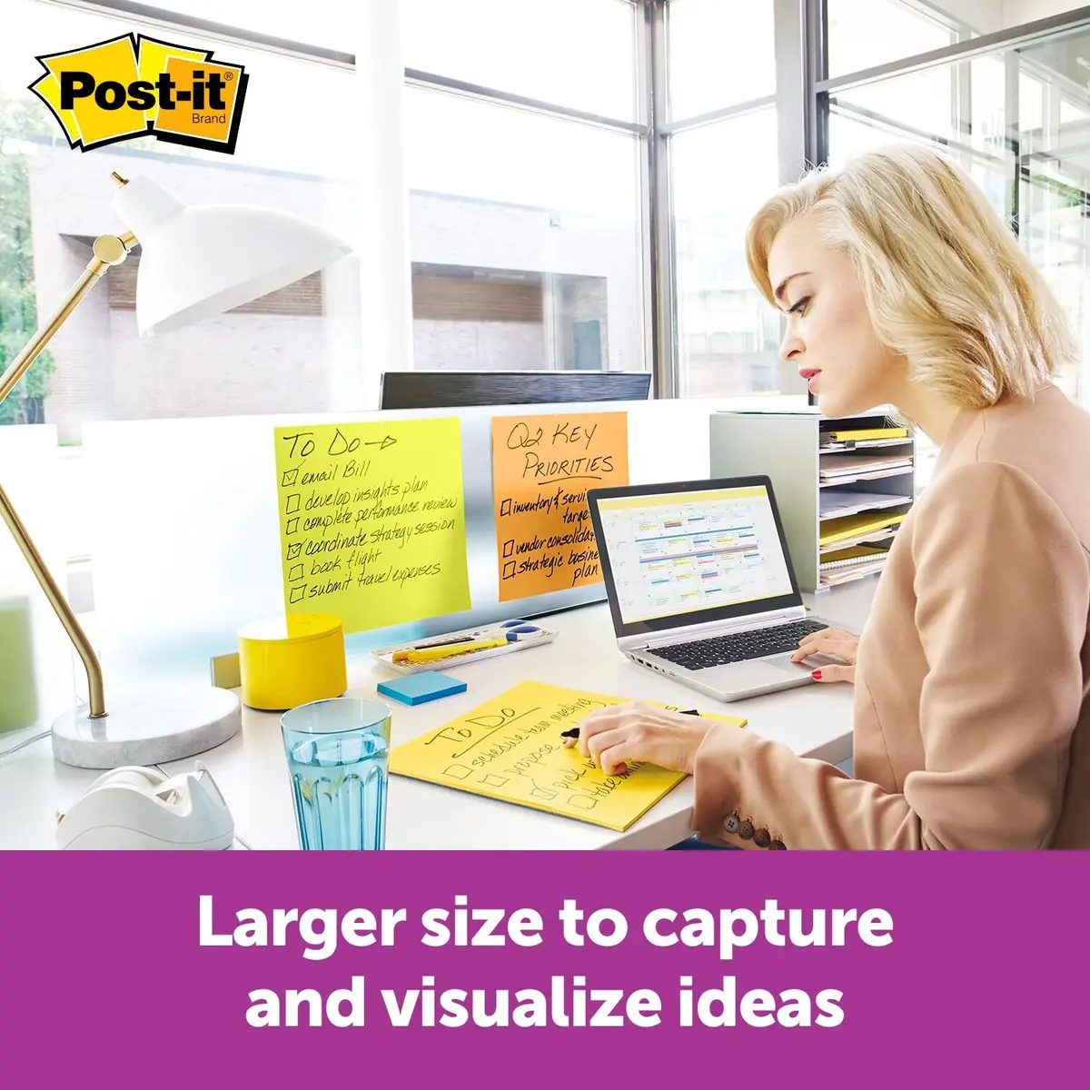 Post-it Super Sticky Big Notes 11 x 11 in. (28 x 28 cm) Yellow | Vision Board & Brainstorming Tool - view 2
