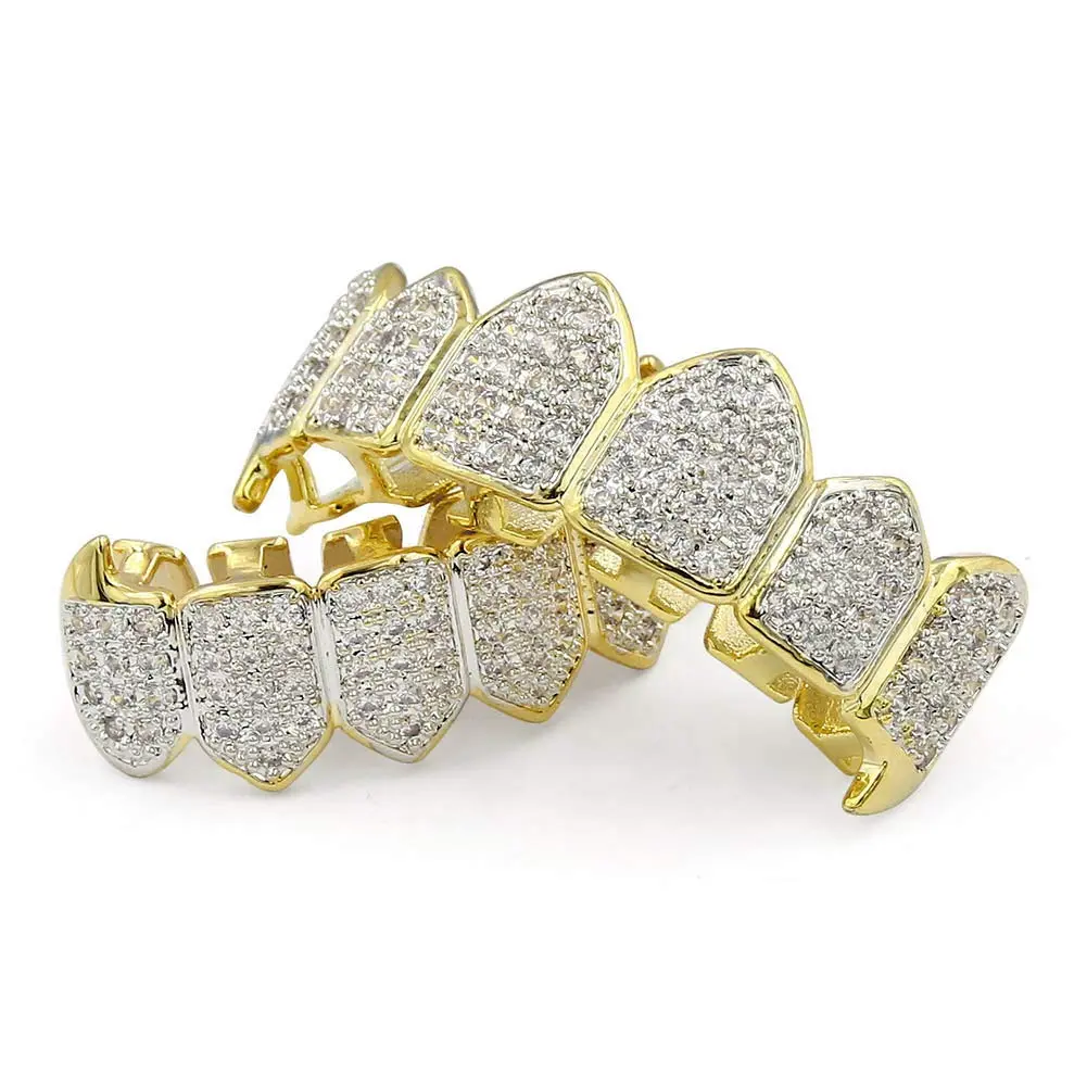 TOPGRILLZ Vampire Fang Grillz with CZ Diamonds | 18K Gold Plated Brass - view 4