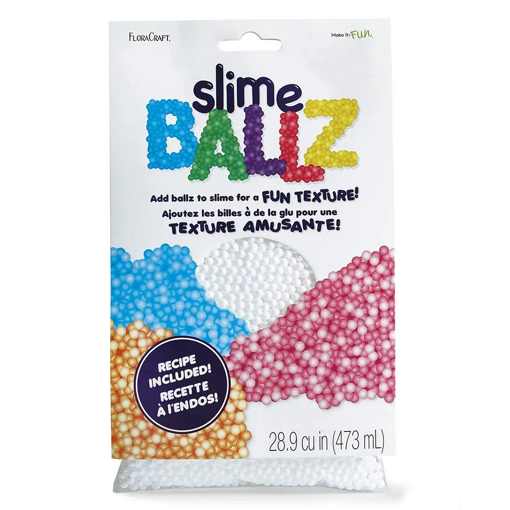 FloraCraft Slime Ballz 2 Cups White | Foam Micro Beads for DIY Floam, Safe & Fun (70-120 chars) - main product image