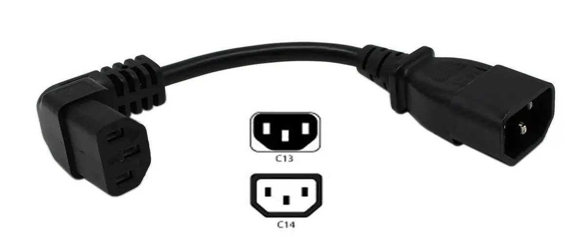 Cerrxian IEC 320 C14 16cm 90° C13 Female to C14 Male Power Extension Cord - view 2