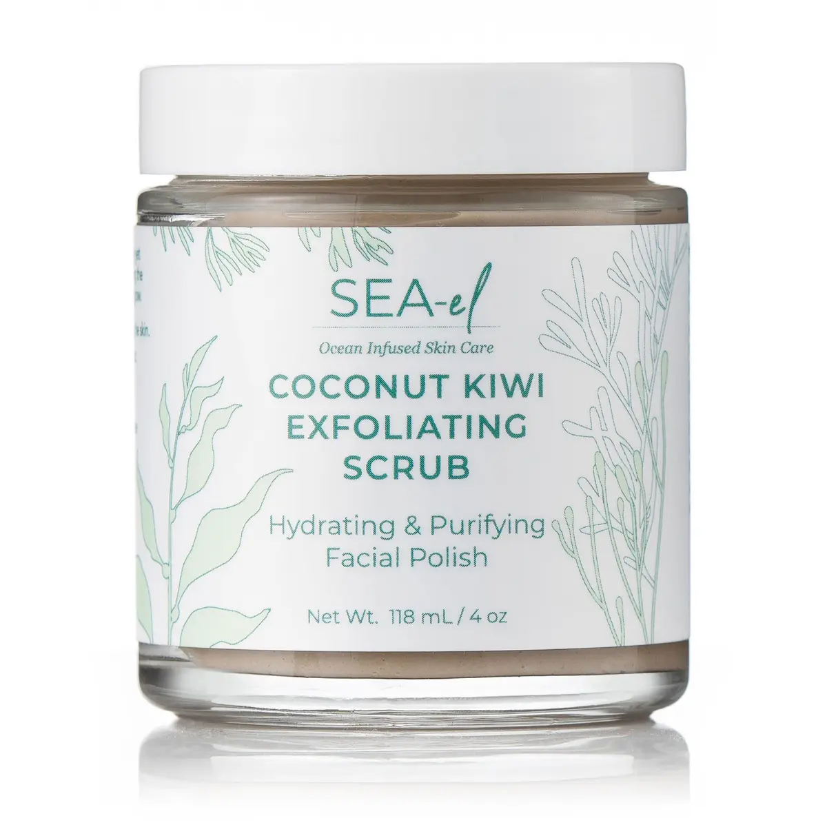 Sea-El Coconut Kiwi Exfoliating Face Scrub 4 Oz | Hydrating, Calming & Purifying - main product image