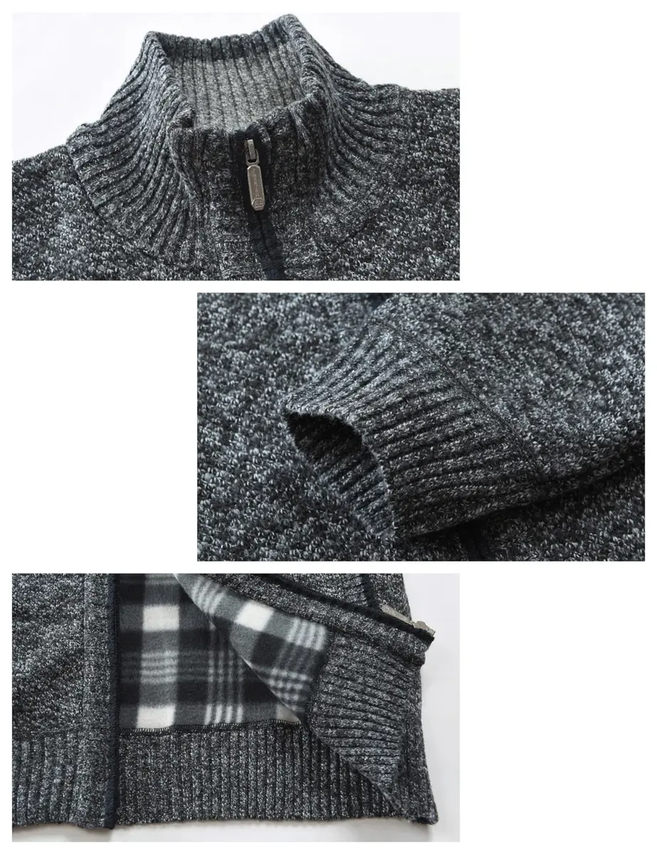 Yeokou Men's Slim Fit Zip Up Casual Knitted Cardigan Sweater with Pockets (Medium, Dark Grey) | Soft Cashmere Blend, Casual & Warm - view 8