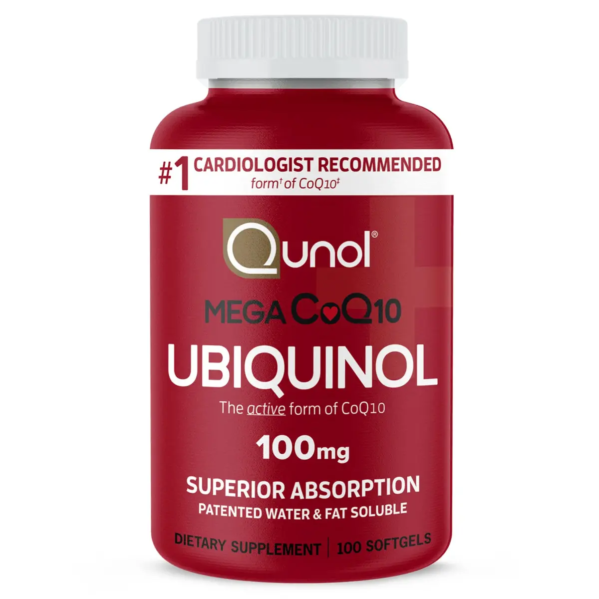 Qunol Mega Ubiquinol CoQ10 100mg Softgels (100 Count) | Superior Absorption for Heart Health - main product image