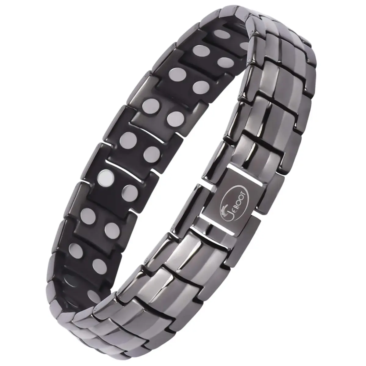 JEROOT Magnetic Bracelet for Men, Pure Titanium Double Row 3500 Gauss Magnets | 22cm (8.6 inches) Adjustable - main product image
