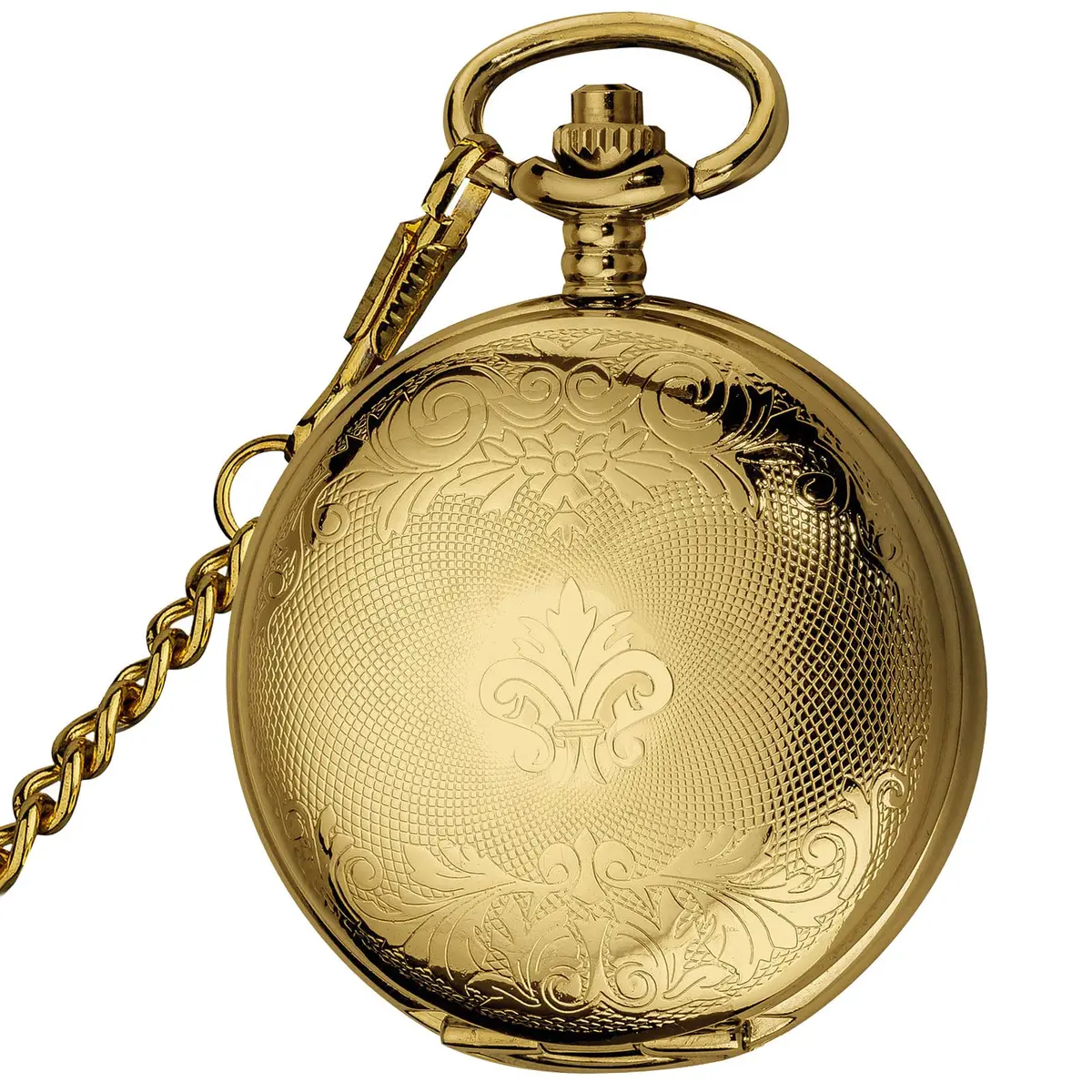 VIGOROSO Mechanical Pocket Watch for Men Gold with Chain | Vintage Skeleton Dial, 4.6cm Diameter, Hand Wind, Classic Style - view 4
